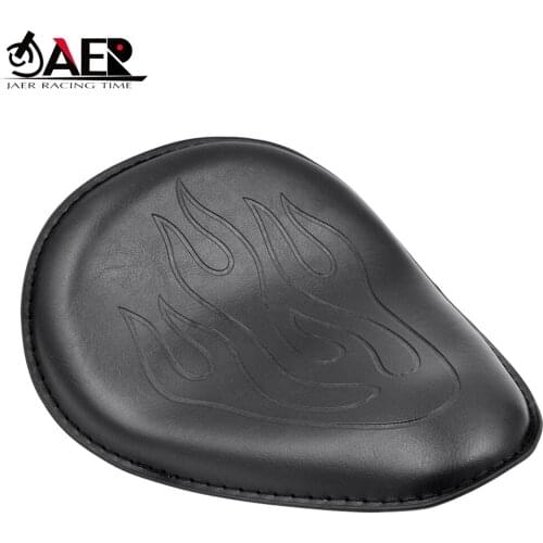 JAER Motorcycle Bobber Chopper Custom Black Flame Cross Skull Leather SoloSlim Seat for Harley Honda Yamaha Kawasaki Sportster