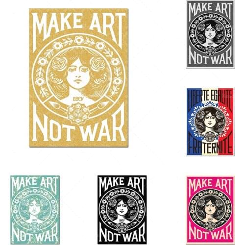 Obey Make Art No War Canvas Picture Red Pink Blue Gray Gray Gold Blue Green Pop Art Wall Artist Home Decoration Poster