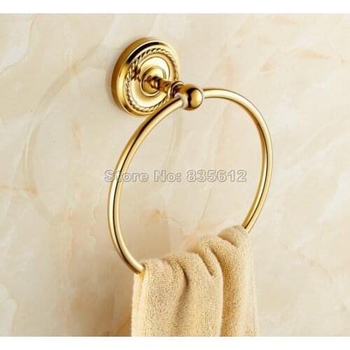 Bathroom Towel Ring Bathroom Hardware Accessories Towel Bar Ring Rack Gold Color Brass Wall Mounted tba605