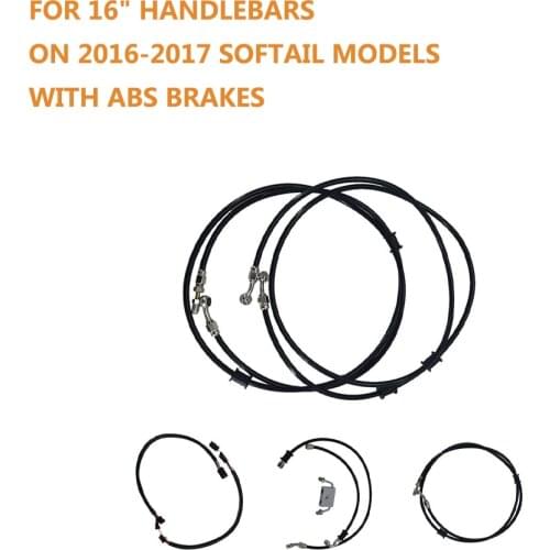 Black Cable Brake Line Kit for 16" Handlebars on 2016-2017 Softail Models with ABS Brakes