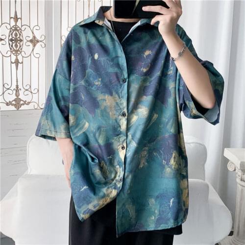Summer Flower Shirt Mens Fashion Printed Casual Shirt Loose Hawaiian Shirt Men Streetwear Wild Short-sleeved Shirt M-5XL