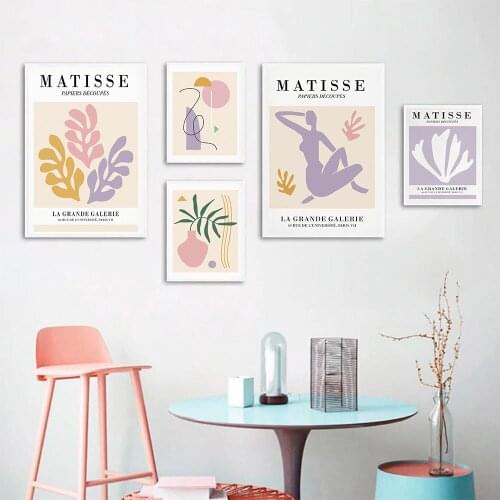 Matisse Vintage Poster and Prints Canvas Art Flower Line Painting Morandi Color Wall Art Decorative Picture Home Living Room