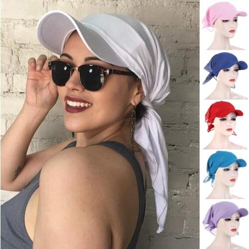 Fashion Solid Square Scarf Cap for Women Men Soft Headscarf Baseball Cap Outdoor Brim Sunshade Hats Turban Cap Hip Hop