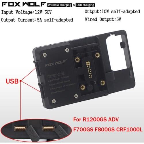 Motorcycle navigation bracket wireless charging USB charging 12mm Mount For BMW R1200GS ADV F700GS F800GS CRF1000L Africa Twin