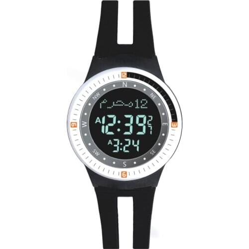 Muslim Sporting Watch for Prayer with Adhan Time Hijri Calendar and Qiblah Waterproof Stopwatch 35mm Dial Sportwear