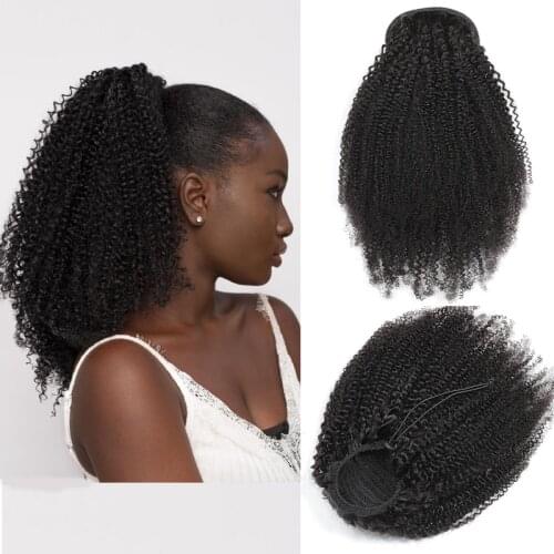 Ponytail Human Hair Afro kinky Curly Ponytail Extensions Maxine Human Hair Ponytail Jerry cur Drawstring ponytail Hair Extension