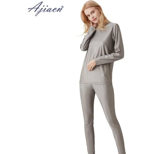 Genuine Anti-electromagnetic radiation womens thermal underwear sets 5g communication EMF shielding 100% silver fiber underwear