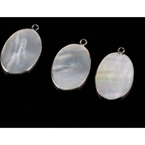 Natural white shell Oval shape Pendant Exquisite charms for Jewelry Making DIY earring Necklaces Accessories Size 21*34mm
