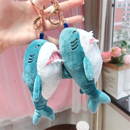 New Creative Scented Soft Plush Cartoon Shark Keychain Bag Pendant Key Ring Holder Soft Hanging Decoration Keychain