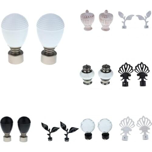 Pair Decorative Window Curtain Rod End Drapery Rail Pole Head Cap fit 28mm Dia. Rods