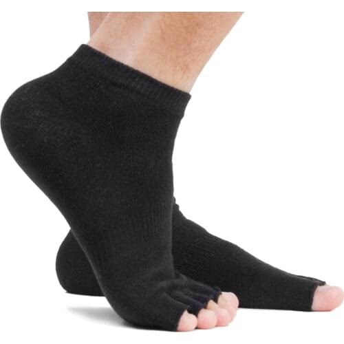 Pair Footful Unisex Five Fingers Open Toe Socks Breathable Warm Yoga - Black