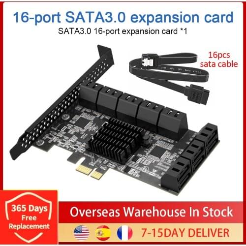 PCIE SATA Expansion Card PCIE 1X To 16-Port SATA3.0 6Gbps Multi-Port Hard Disk Adapter Riser Card For XP Server Vista linux CHIA