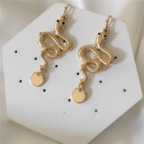 Lovely Gold Color Plating Snake Charm Drop Earrings For Women Girl Feminist Elegant Animal Theme Jewelry Accessory
