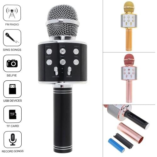 Professional Bluetooth Wireless Microphone Speaker Handheld Microphone Karaoke Mic Music Player MIC Singing Recorder KTV Micr