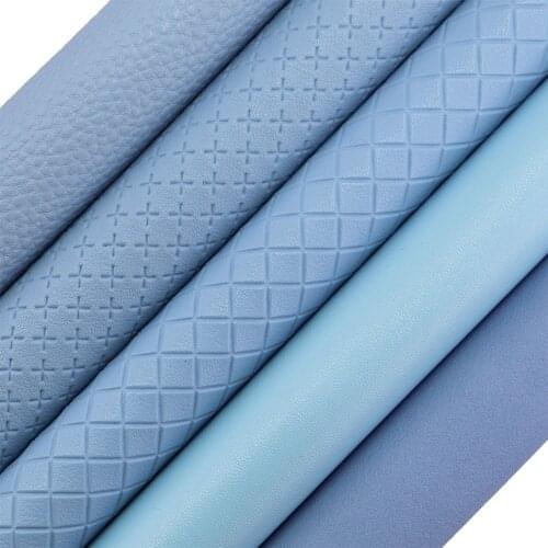 30x134cm Roll Sky Blue Smooth Faux Synthetic Artificia Litchi Lychee Leather Fabric For Bows Earring Handbags Decoration HM010