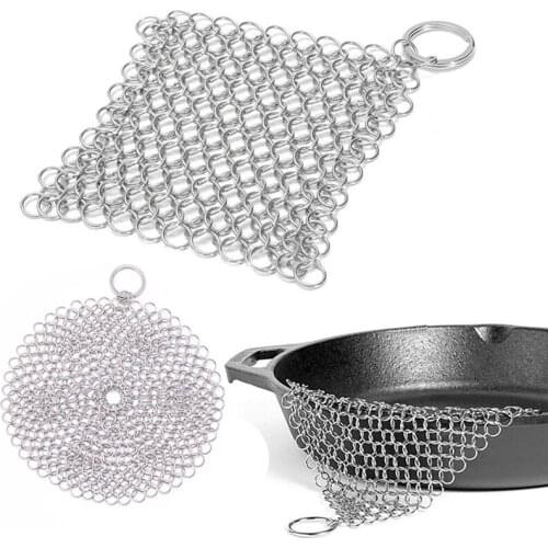 4inch Round/Square Handheld Stainless Steel Pan Cleaning Net Hanging Eco-Friendly Kitchen Cleaning Supplies