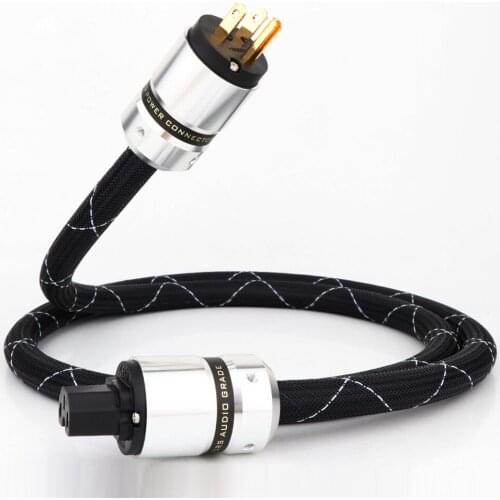 HIFI Power Cord with 3-Prong US Version Gold Plated Plugs, 12AWG Audiophile Power Cord 125V 15A, Braided Sleeves Power Line