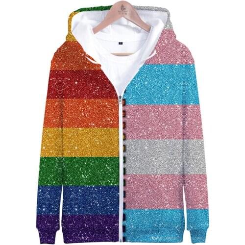 LGBT Rainbow Flag Lesbians Gays Hoodies Men Women Zipper Hooded 3D Colorful Design LGBT Hoodie Mens Zip Up hoody Sweatshirts top