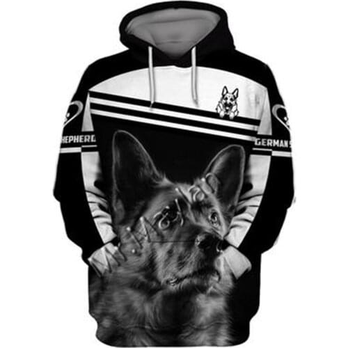Unisex 3D German Shepherd Graphic Hoodie Harajuku Hoodie Alt Clothing Animal Crossing Streetwear Oversized Hoodie Pullover QW-65