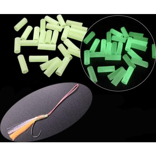 50PCS DIY Pre-Cut Glowing Heat Shrink Tube for Saltwater Fishing Rigs Material Assist Jig Hook Protecting Cover Luminous Lure