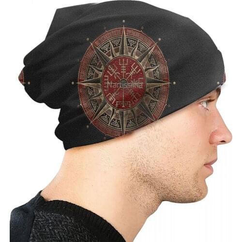 Vegvisir Viking Compass Black And Red L Bonnet Hats hip hop caps R339 Funny Graphic Unisex Skullies Beanies Caps