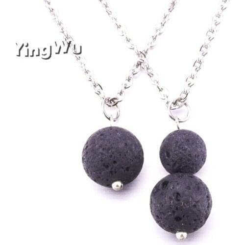 Yingwu 8MM 10MM Black Lava Stone Bead Necklace Diy Aromatherapy Essential Oil Diffuser Necklace For Women Jewelry