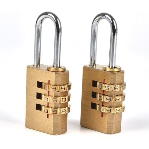 Padlock Solid Brass Lock Digit Combination Password Secret Code For Gym Outdoor Locker Case Copper Stainless Steel