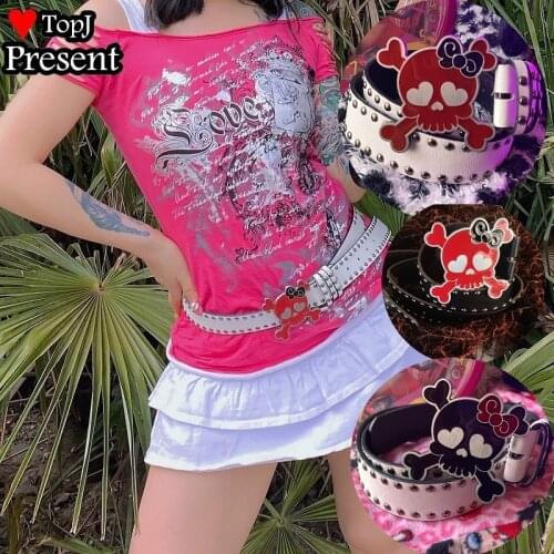 Women Sweet Lolita Cosplay Candy Color Y2K Tuku spice girls Gothic Lolita Punk Studded Harajuku belt bungee equipment