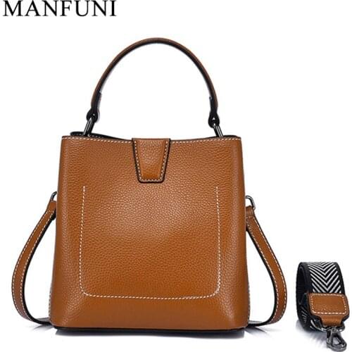 New Arrival Bucket Bags High Quality Women Handbag 100% Genuine Leather Shoulder Bags Zipper Ladies Work Crossbody Bag 2020