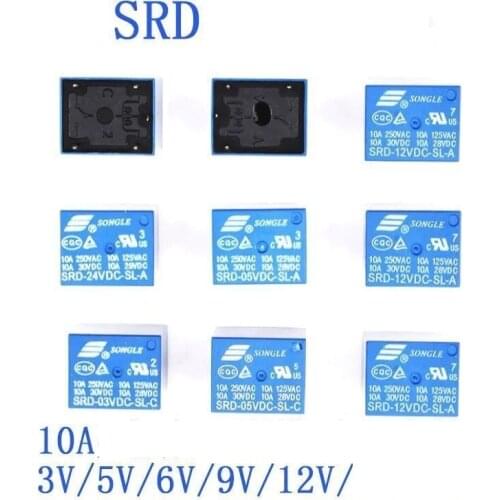 10PCS/lot Relays SRD-12VDC-SL-C SRD-24VDC-SL-C SRD-05VDC-SL-C 12V 24V 48V 10A 250VAC 5PIN T73