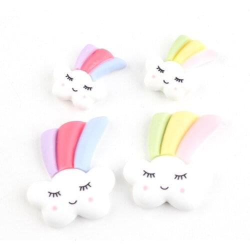 Cute Smiling Face Cloud Rainbow Resin Cabochons 10pcs Colorful Ornament Accessories Embellishments Scrapbooking DIy Charm Sticks