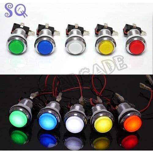 12pcs Arcade LED Lighting Push Button Snap 28mm silver plated Miro Switch Buttons for DIY Raspberry pi MAME PC Pandora cabinet