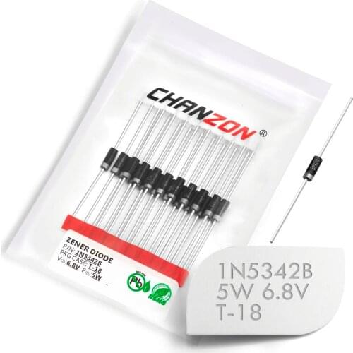 20 Pcs) 1N5342B 1N5342 Power Zener Diode 5W 6.8V T-18 (CASE17-02) Axial 5 Watt 6.8 Volt 6V8 IN 1N 5342B IN5342B