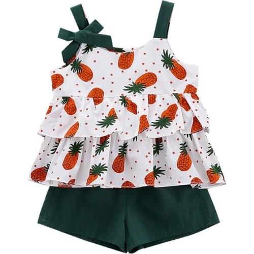 2019 Newborn Baby Girl Clothes Set Summer Sleeveless Sing Print Flower Tops Cotton Shorts 2Pcs Girl Clothing Outfits 0-3t