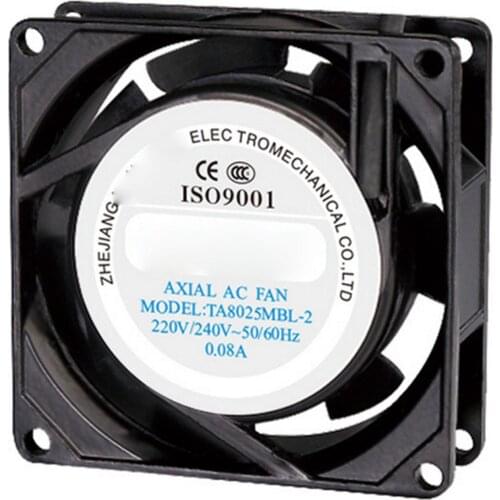 220V AC 80x80x25mm Axial Radiator Fan 21CFM 2800RPM Ball Bearing High Speed