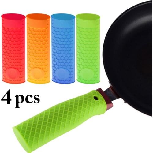 4PCS Hot Handle Holder Heat Resistant Pot Handle Sleeve Pan Handle Cover Kitchen Tools For Home