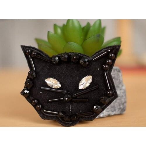 5pcs/lot Cat Beaded Patch for Clothing Sewing on Beading Applique Shirt Shoes Bags Apparel DIY Decoration Patches