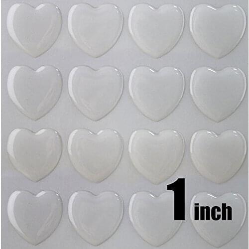 50 Pcs. 1 inch (25.4mm) Clear Heart Epoxy Stickers
