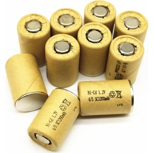8/10/12/15PCS 4/5SC 1.2V rechargeable battery 1200mAh 4/5 SC Sub C Ni-CD nicd cell for electric drill screwdri