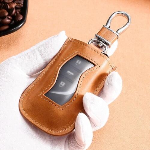 Car Retro Leisure Keychain Car Supplies Key Case Leather Zipper Open Window Men and Women Car Key Set