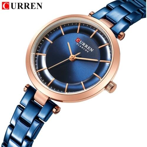 Curren Women Watches Top Brand Luxury Stainless Steel Ladies Wrist Watches Blue Simple Womens Wristwatch Clock Reloj Mujer 2019