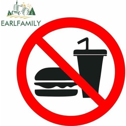 EARLFAMILY 13cm x 13cm Sticker Decal Vinyl Car Bike Bumber No Food Drink Prohibited Car Stickers Graphics