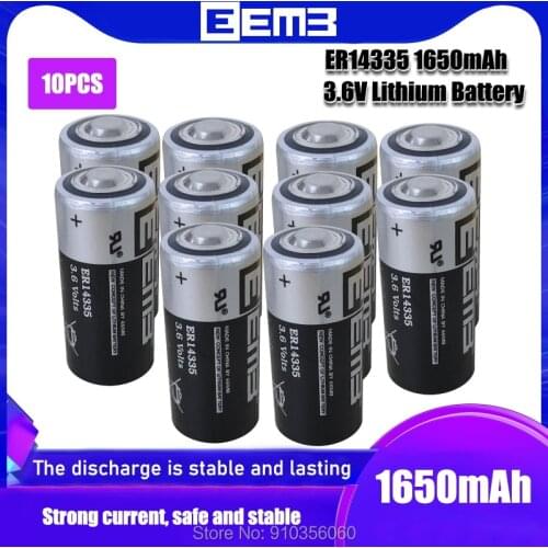 10PCS EEMB ER14335 14335 2/3AA 3.6V 1650mah Lithium battery PCL dry primary cell gas medical device