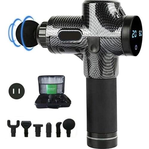 Electric Fascia Massage Gun Device Touch Screen + Six Massage Heads Low Noise High Frequency Massage Tool