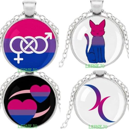 Flag Bisexual Top Symbol Necklace Pendant Torque Pride Two Heart Crescent Moon LOGO For Best Friends Forever Sister Shirt Tee