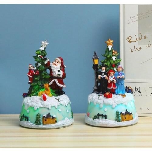 2022 Happy New Year Merry Christmas Decorations For Home Cristmas Ornament Resin Crafts Music Colored Lights Decorative Navidad
