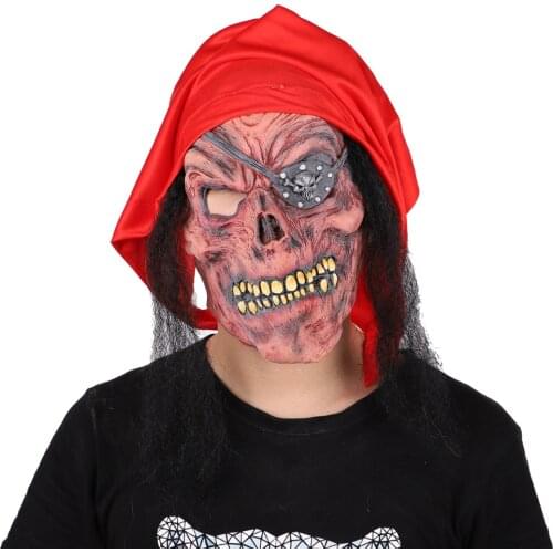 Halloween Horror Pirate Mask Hood Masquerade Horror Scary Ghost Festival Film Television Props Latex Stage Performance Cosplay