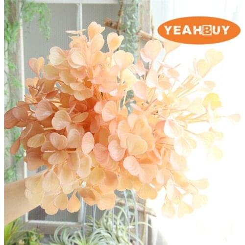 Artificial Plastic Pink Grass Flower ginkgo leaf For DIY Wedding Bridal Bouquet Grass Wall Home Party Decorative Flowers