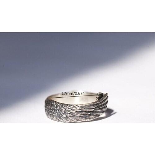Fashion Retro Wing Rings Jewelry Silver Color Adjustable Opening Ring Nightclub Hip-Hop Rock Dance Party Wedding Gifts
