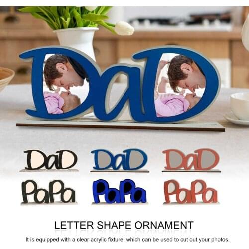 Happy Fathers Day Creative Fathers Day Gift Photo Frame Photo Clip DAD & PAPA Wooden Photo Frame Bedside Desktop Ornament